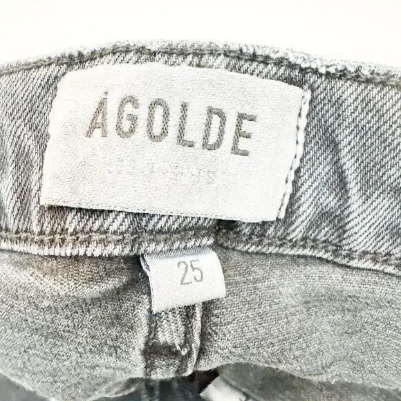 AGOLDE Toni Raw Hem Charcoal Black Denim Skinny Jeans A133D-3002 Size 25